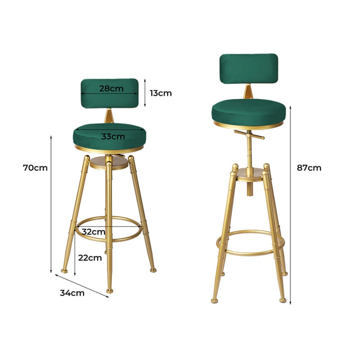 1x Bar Stools Kitchen Stool Chair Swivel Barstools Velvet