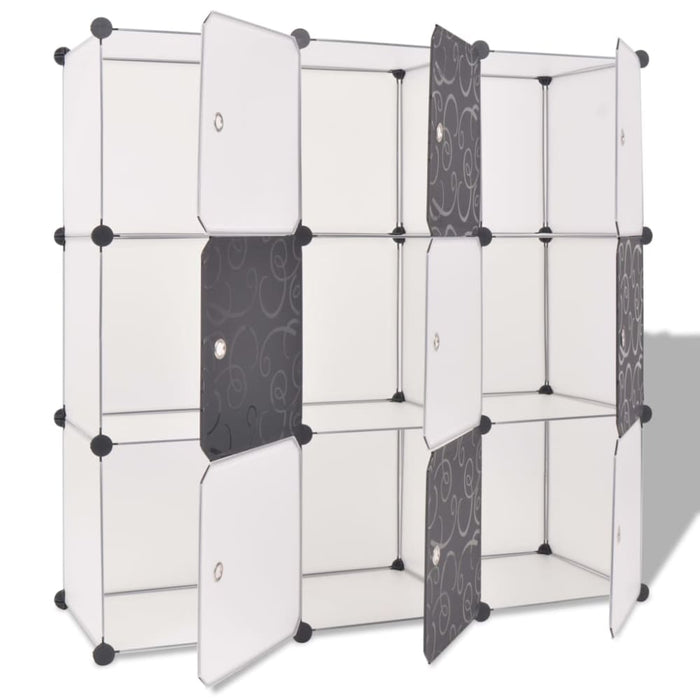 Storage Cube Organiser With 9 Compartments Black And White