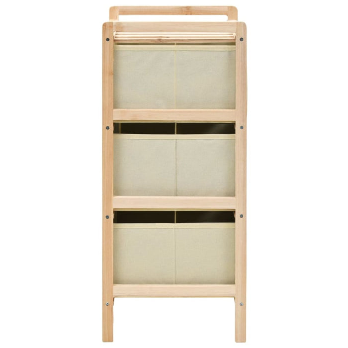 Storage Rack With 3 Fabric Baskets Cedar Wood Beige Xalatt