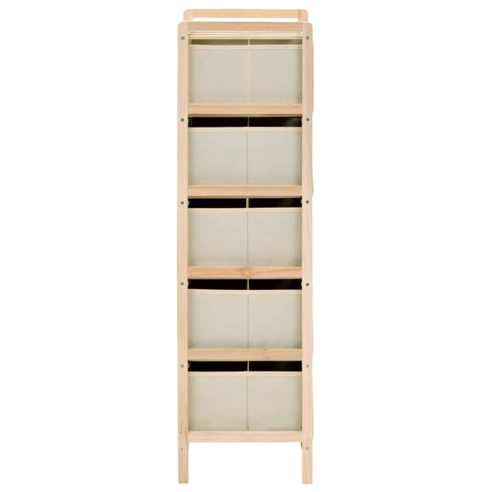 Storage Rack With 5 Fabric Baskets Cedar Wood Beige Xalata