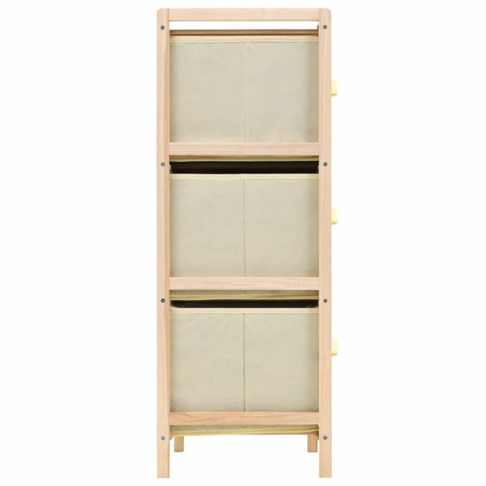 Storage Rack With 6 Fabric Baskets Cedar Wood Beige Xalatk