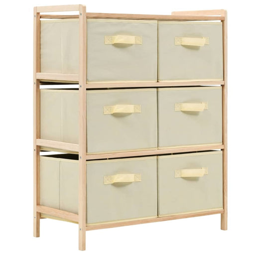 Storage Rack With 6 Fabric Baskets Cedar Wood Beige Xalatk