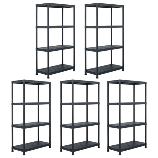 Storage Shelf Racks 5 Pcs Black 60x30x138 Cm Plastic Xilxpx