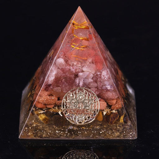 Strawberry Crystal Halo Energy Converter Orgonite Pyramid