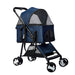 Pet Stroller Dog Cat Pram Foldable Carrier 4 Wheels Large