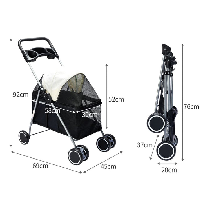 Goslash Picks Pet Stroller Dog Cat Pram Foldable Carrier