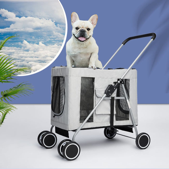 Pet Stroller Dog Cat Puppy Pram Travel Carrier 4 Wheels