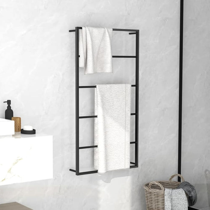 Towel Rack Black 60x10x116 Cm Steel Ttloxb