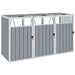 Triple Garbage Bin Shed Grey 213x81x121 Cm Steel Alxnx