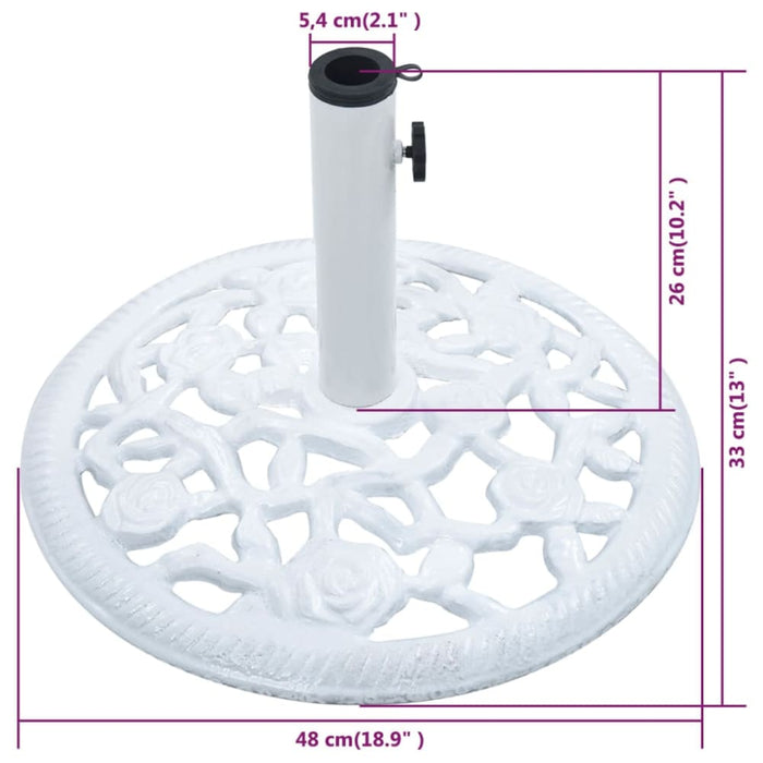 Umbrella Base White 12 Kg 48 Cm Cast Iron Ainlb