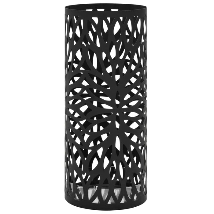 Umbrella Stand Leaves Steel Black Xalnbx