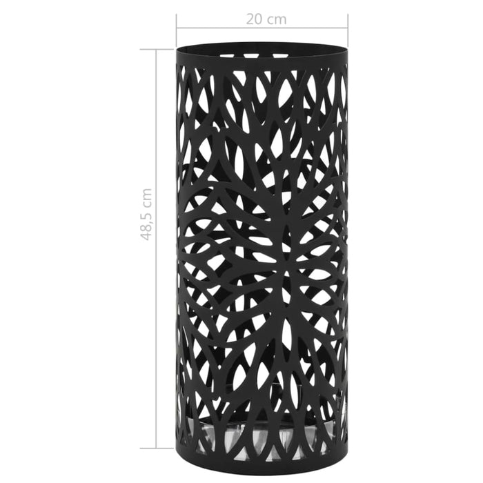 Umbrella Stand Leaves Steel Black Xalnbx