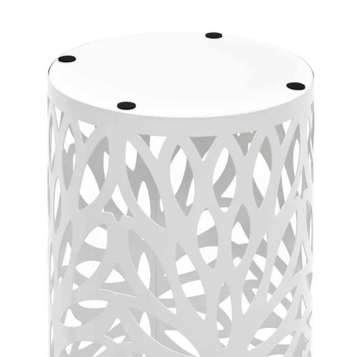 Umbrella Stand Leaves Steel White Xalnbt