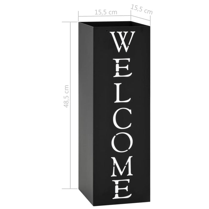 Umbrella Stand Welcome Steel Black Xalikl