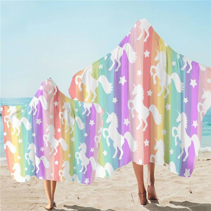 Unicorn Hooded Towel Microfiber Bath With Hood For Kids