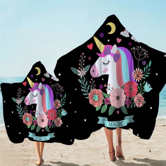 Unicorn Hooded Towel Microfiber Bath With Hood For Kids