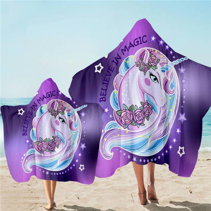 Unicorn Hooded Towel Microfiber Bath With Hood For Kids