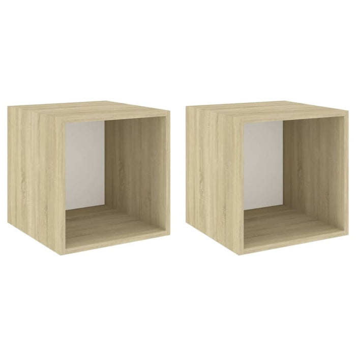 Wall Cabinets 2 Pcs White And Sonoma Oak 37x37x37 Cm