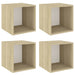 Wall Cabinets 4 Pcs White And Sonoma Oak 37x37x37 Cm