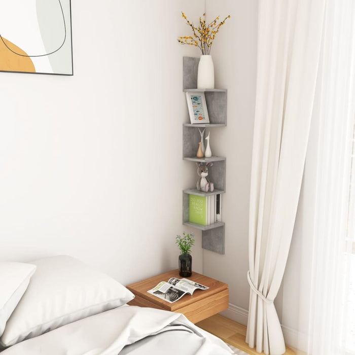 Wall Corner Shelf Concrete Grey Chipboard Nbixno