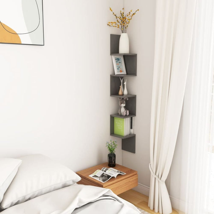 Wall Corner Shelf Grey Chipboard Nbixik