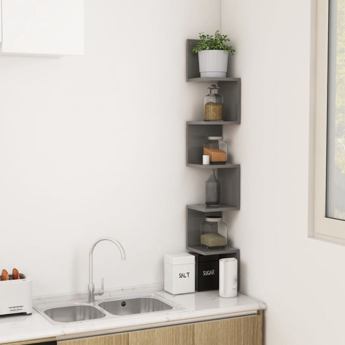 Wall Corner Shelf Grey Chipboard Nbixik