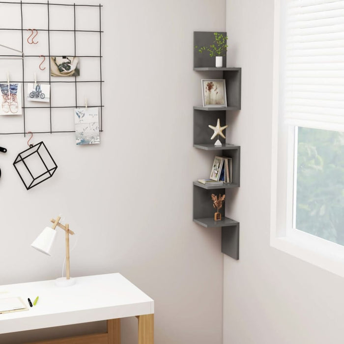 Wall Corner Shelf Grey Chipboard Nbixik