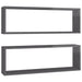 Wall Cube Shelves 2 Pcs Glossy Look Grey 80x15x26.5 Cm