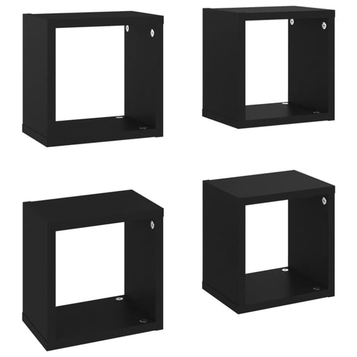 Wall Cube Shelves 4 Pcs Black Nbibpl