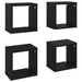 Wall Cube Shelves 4 Pcs Black Nbibpl