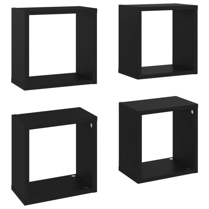 Wall Cube Shelves 4 Pcs Black Nbibxk