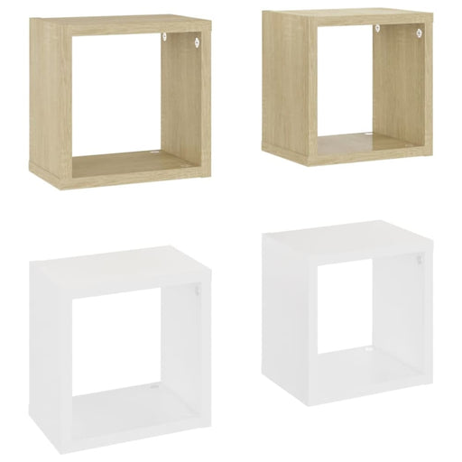 Wall Cube Shelves 4 Pcs White And Sonoma Oak 22x15x22 Cm