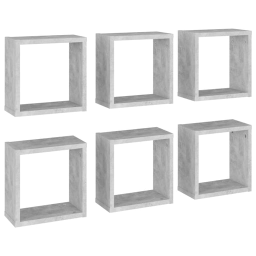 Wall Cube Shelves 6 Pcs Concrete Grey 30x15x30 Cm Nbibox