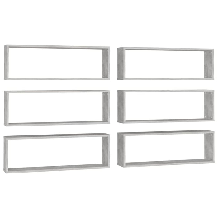 Wall Cube Shelves 6 Pcs Concrete Grey 80x15x26.5 Cm