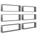 Wall Cube Shelves 6 Pcs Glossy Look Grey 100x15x30 Cm