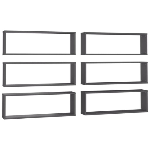 Wall Cube Shelves 6 Pcs Grey 80x15x26.5 Cm Chipboard Nbiooa