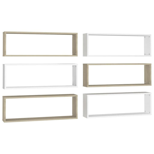 Wall Cube Shelves 6 Pcs White&sonoma Oak Chipboard Nbioxt