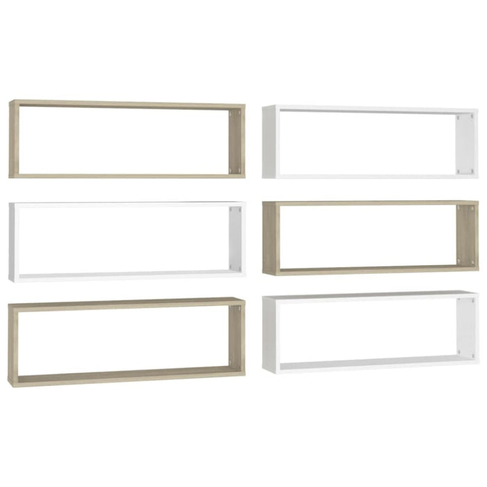 Wall Cube Shelves 6 Pcs White&sonoma Oak Chipboard Nbioxt