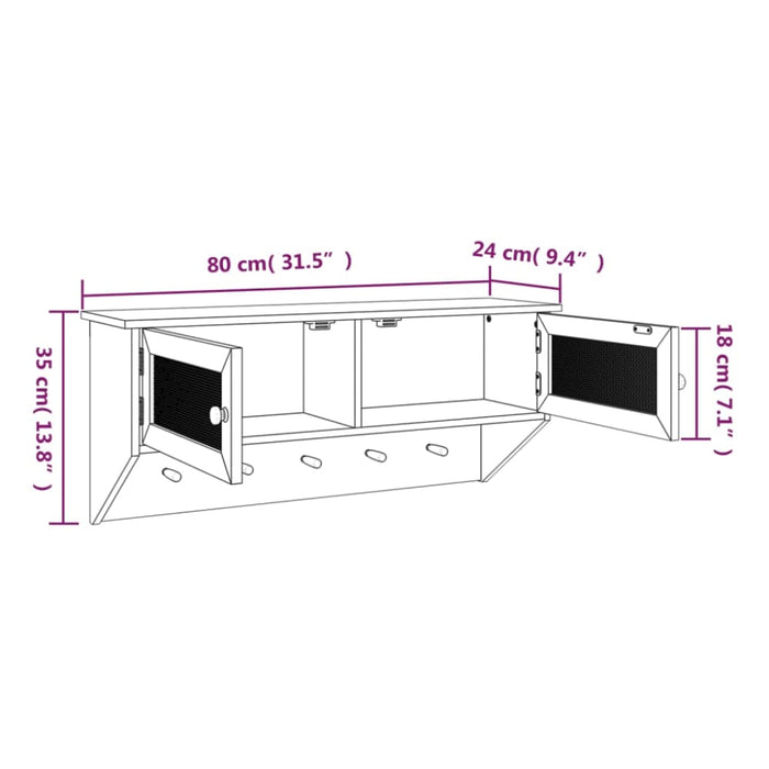 Wall-mounted Coat Rack White Engineered Wood And Natural