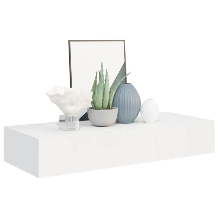 Wall-mounted Drawer Shelf White 60x23.5x10 Cm Mdf Ttbxpp