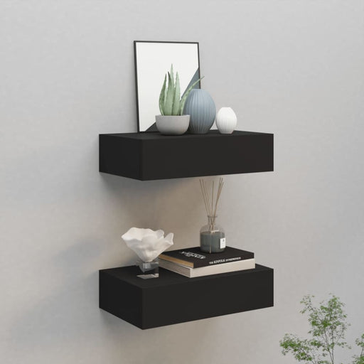 Wall - mounted Drawer Shelves 2 Pcs Black 40x23.5x10cm Mdf