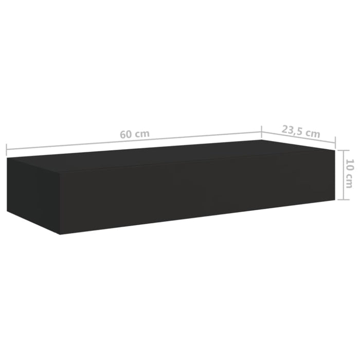 Wall - mounted Drawer Shelves 2 Pcs Black 60x23.5x10cm Mdf