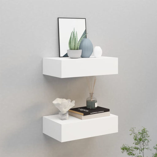 Wall-mounted Drawer Shelves 2 Pcs White 40x23.5x10 Cm Mdf