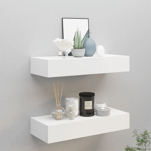 Wall-mounted Drawer Shelves 2 Pcs White 60x23.5x10cm Mdf