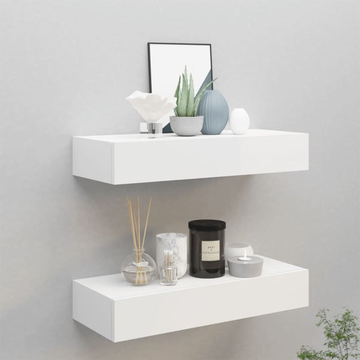 Wall-mounted Drawer Shelves 2 Pcs White 60x23.5x10cm Mdf