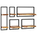 Wall Shelf Set 5 Pieces Solid Acacia Wood And Steel Xalboa