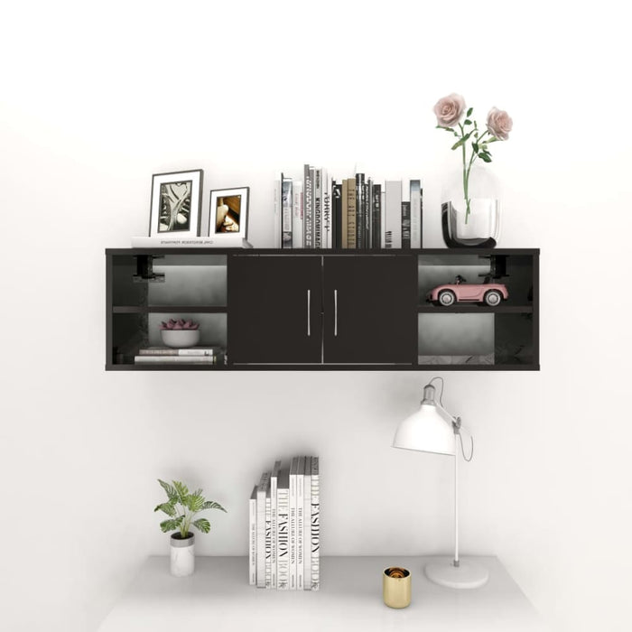 Wall Shelf Glossy Look Black Chipboard Nblxlt