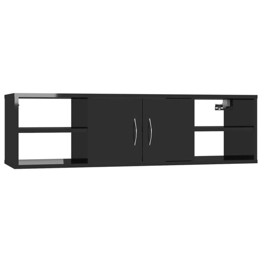 Wall Shelf Glossy Look Black Chipboard Nblxlt