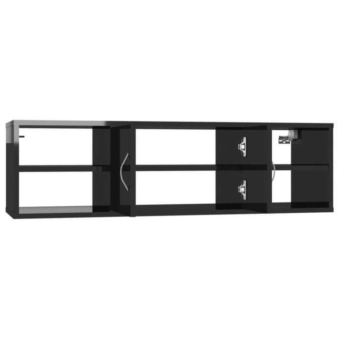 Wall Shelf Glossy Look Black Chipboard Nblxlt