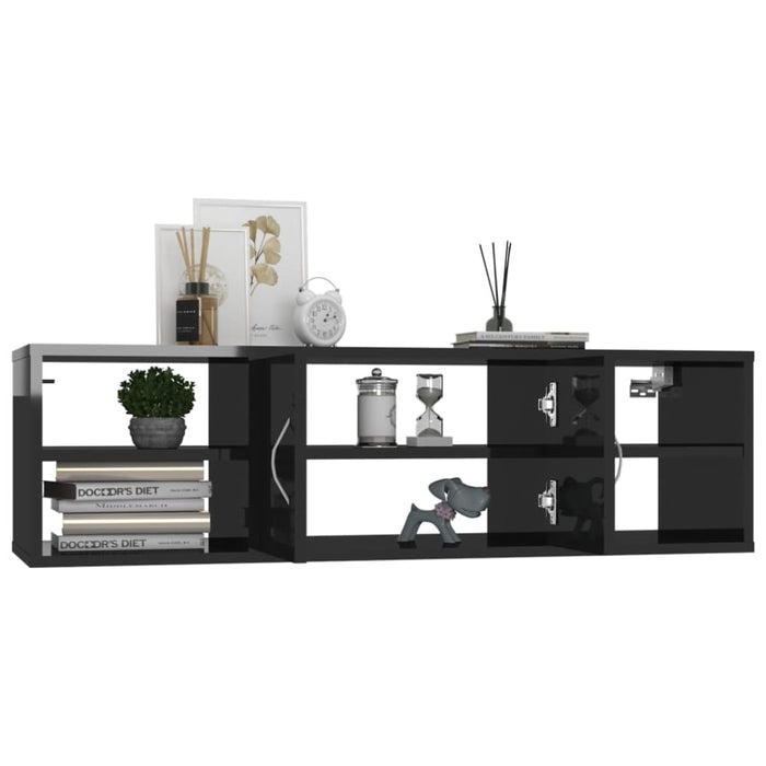 Wall Shelf Glossy Look Black Chipboard Nblxlt